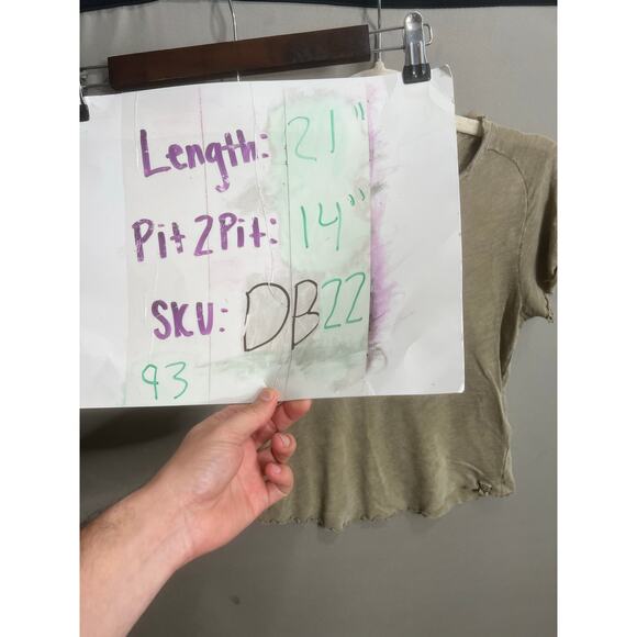 We The Free Green Peasant Baby Tee Sz S Short Sleeve Cotton Cottage - Picture 4 of 14